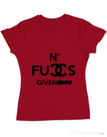 Tricou ADLER dama No fucks given Rosu