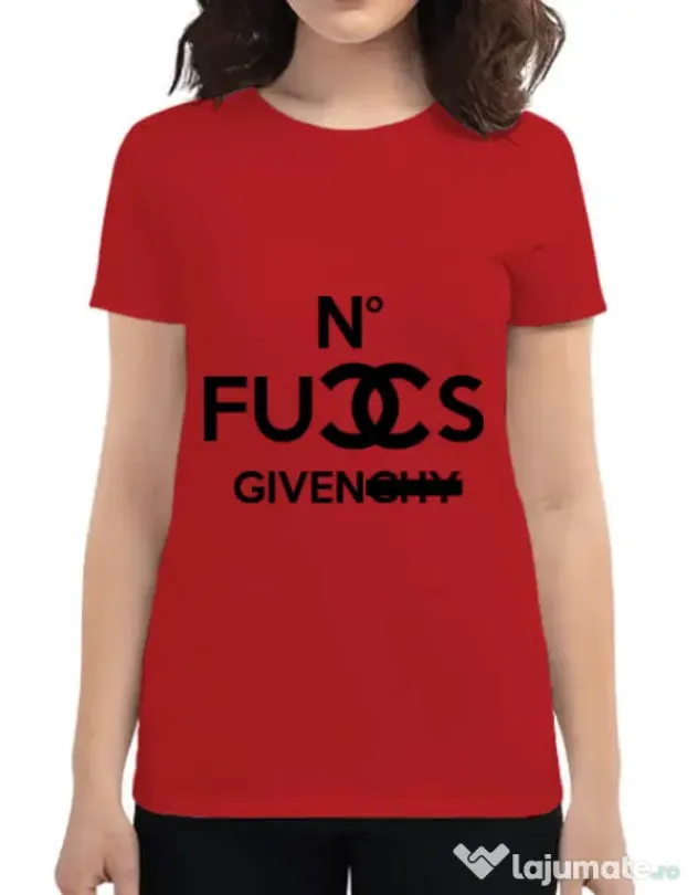 Tricou ADLER dama No fucks given Rosu