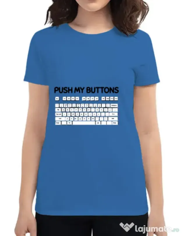 Tricou ADLER dama Push my buttons Albastru azuriu