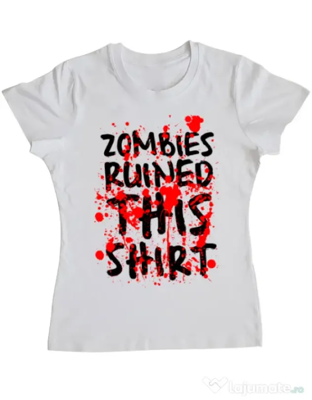 Tricou ADLER dama Zombies Alb