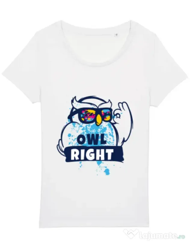 Tricou STANLEY STELLA dama Owl right Alb