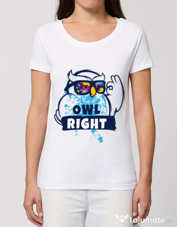 Tricou STANLEY STELLA dama Owl right Alb