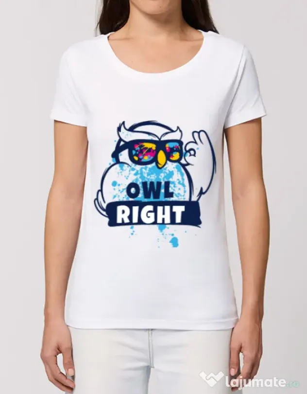 Tricou STANLEY STELLA dama Owl right Alb