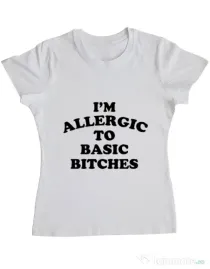 Tricou ADLER dama Allergic to basic bitches Alb