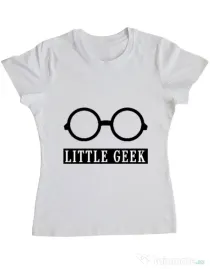 Tricou ADLER dama Little geek Alb