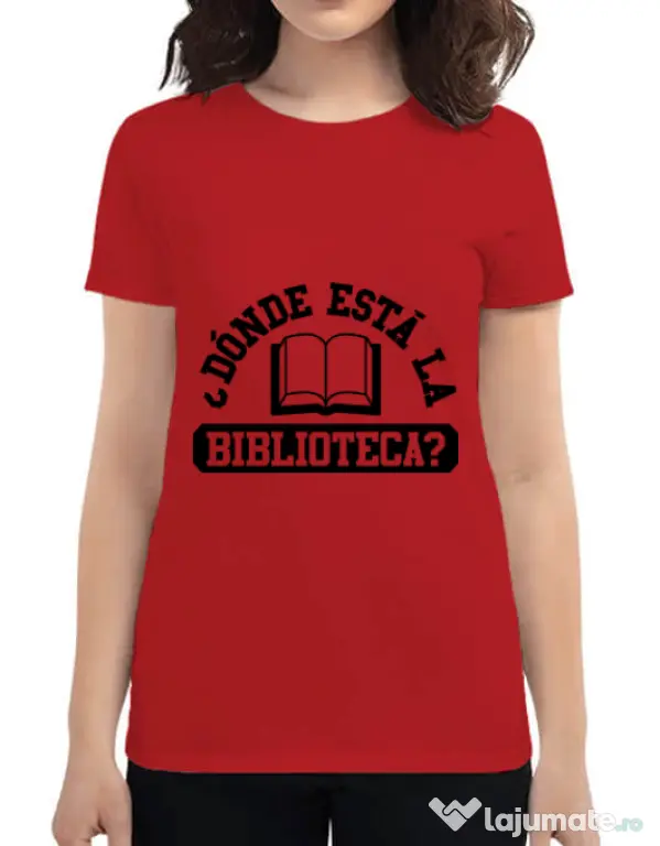 Tricou ADLER dama Donde esta la biblioteca Rosu