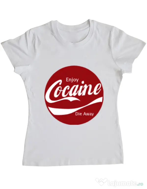 Tricou ADLER dama Enjoy cocaine Alb