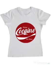 Tricou ADLER dama Enjoy cocaine Alb