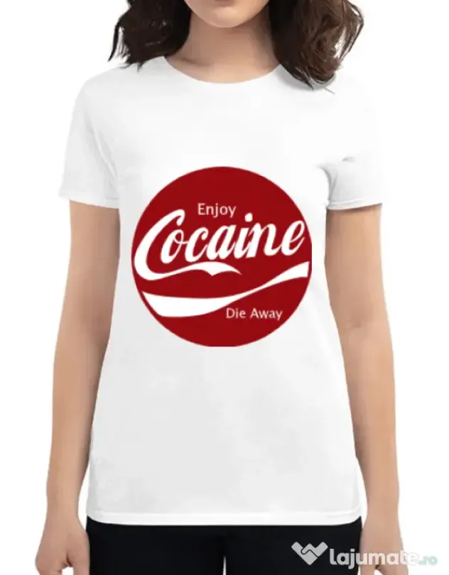 Tricou ADLER dama Enjoy cocaine Alb