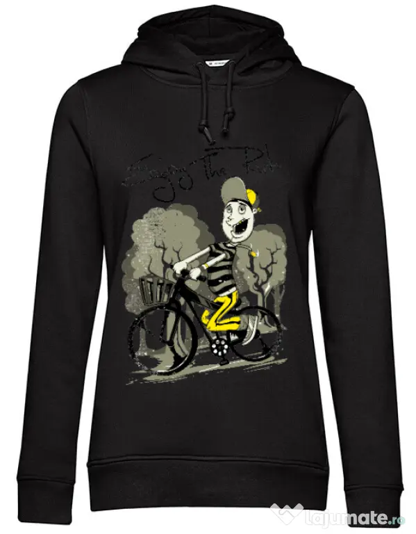 Hoodie dama cu gluga Enjoy the ride Negru