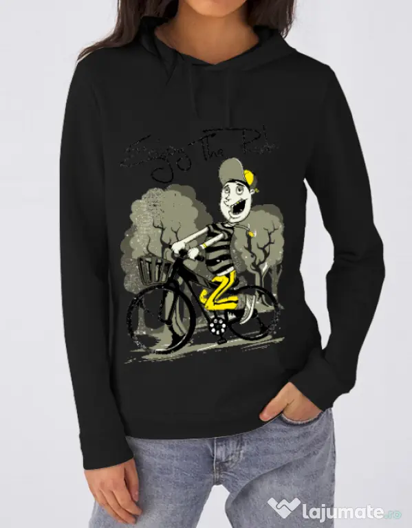 Hoodie dama cu gluga Enjoy the ride Negru