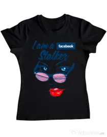 Tricou ADLER dama Facebook stalker Negru