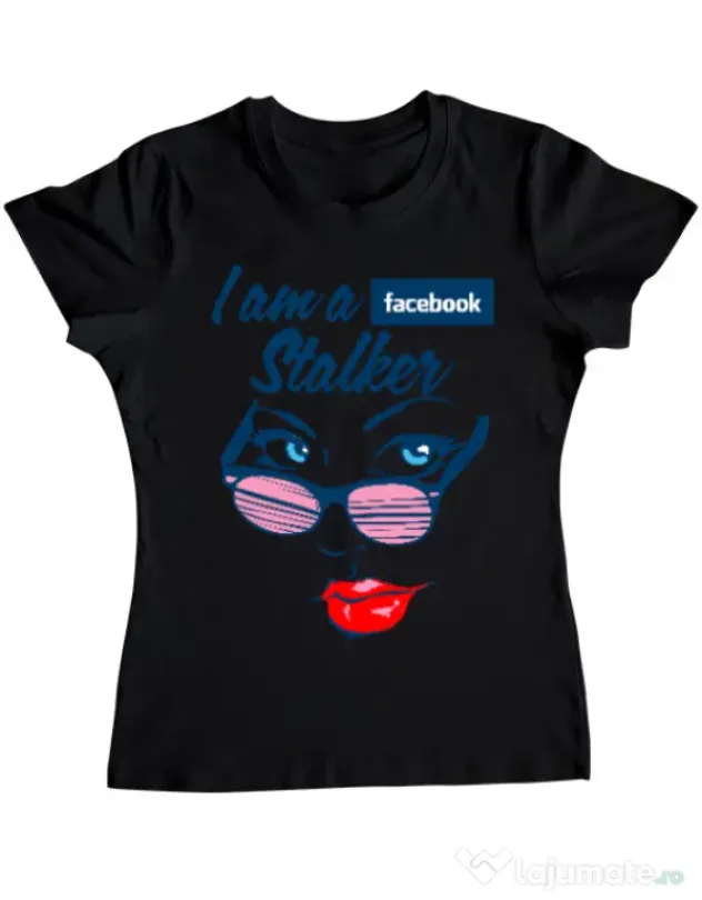 Tricou ADLER dama Facebook stalker Negru