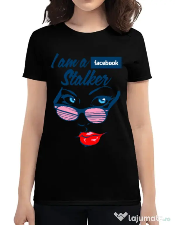 Tricou ADLER dama Facebook stalker Negru