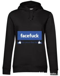 Hoodie dama cu gluga Facefuck Negru