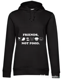 Hoodie dama cu gluga Friends not food Negru