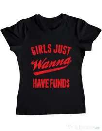 Tricou ADLER dama Girls wanna have funds Negru