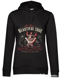 Hoodie dama cu gluga Beautiful soul Negru