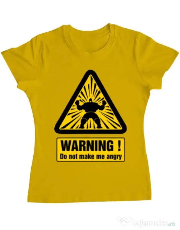 Tricou ADLER dama I become angry Galben