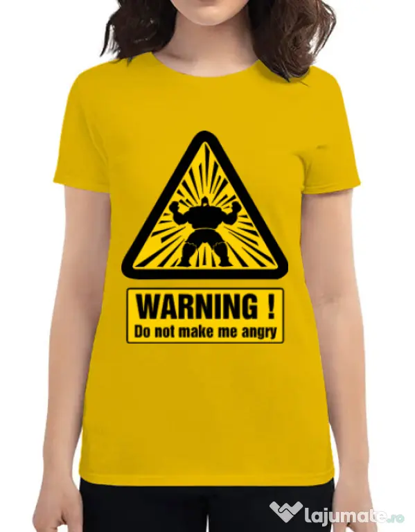 Tricou ADLER dama I become angry Galben
