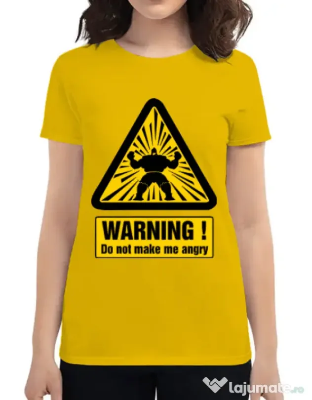 Tricou ADLER dama I become angry Galben