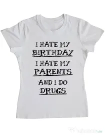 Tricou ADLER dama I hate Alb