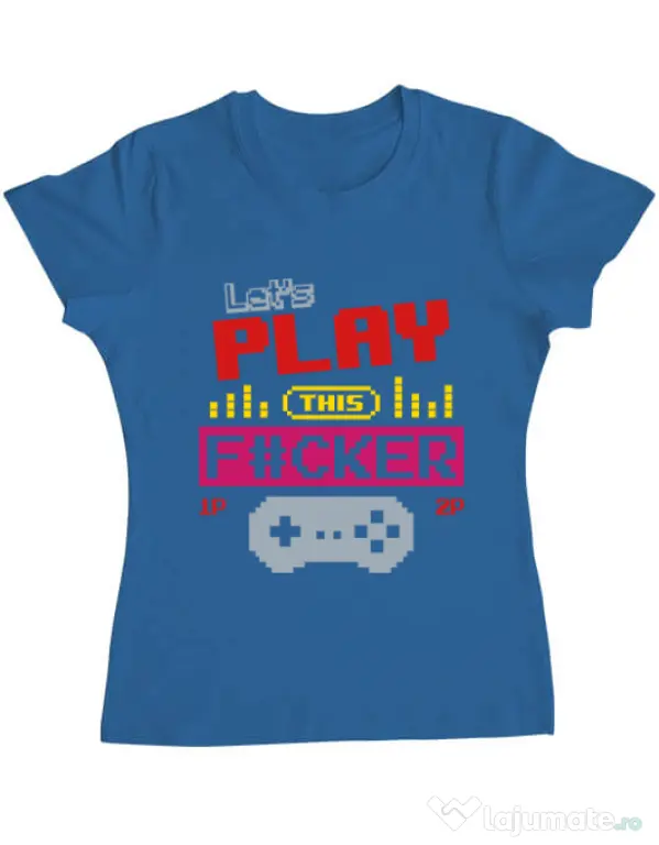 Tricou ADLER dama Lets play this Albastru azuriu