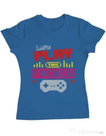 Tricou ADLER dama Lets play this Albastru azuriu
