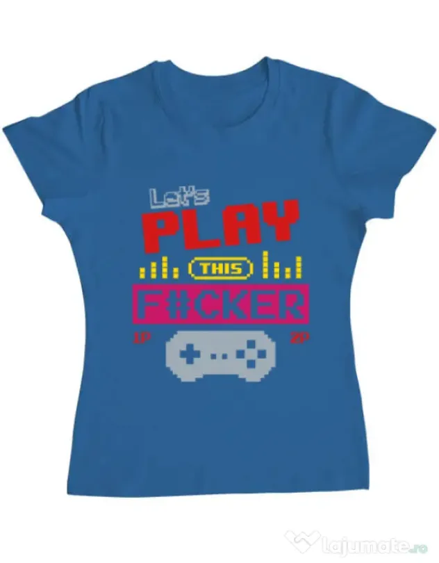 Tricou ADLER dama Lets play this Albastru azuriu