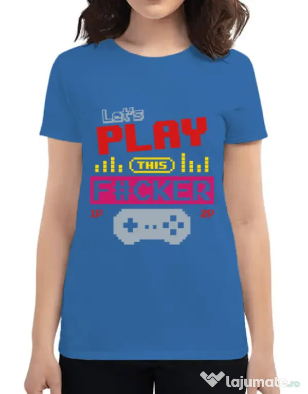 Tricou ADLER dama Lets play this Albastru azuriu
