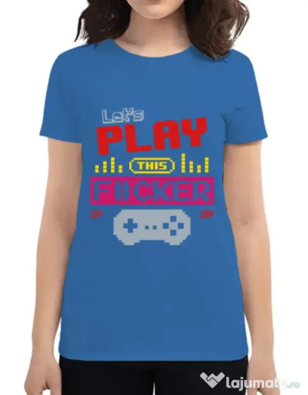 Tricou ADLER dama Lets play this Albastru azuriu
