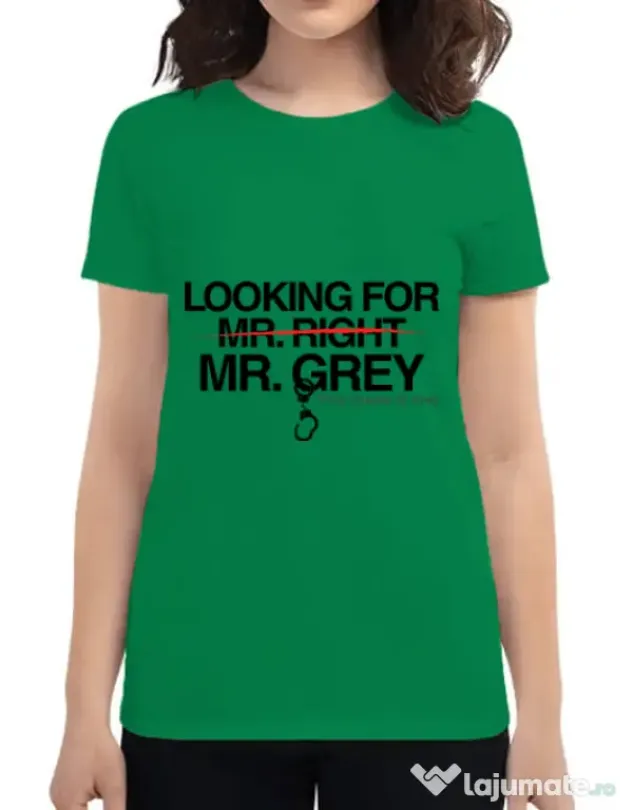Tricou ADLER dama Looking for Mr Grey Verde mediu