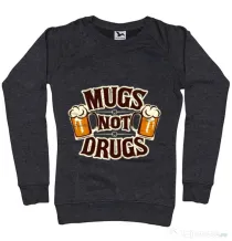 Bluza ADLER dama Mugs not drugs Negru melanj