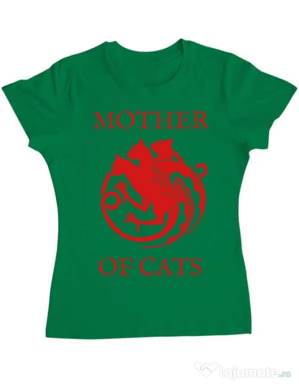 Tricou ADLER dama Mother of cats Verde mediu