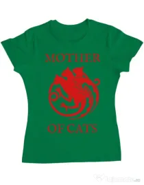 Tricou ADLER dama Mother of cats Verde mediu