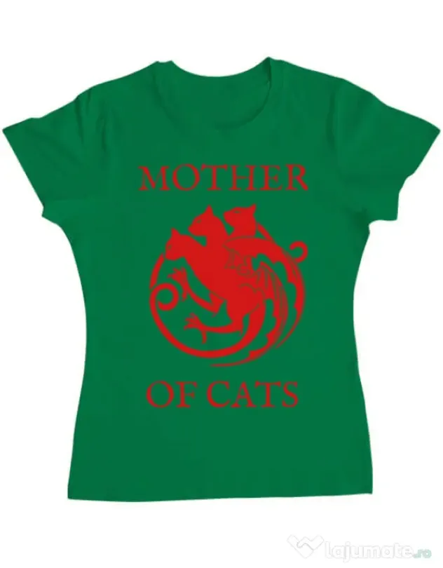 Tricou ADLER dama Mother of cats Verde mediu