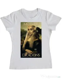 Tricou ADLER dama Mother of dragons 3 Alb