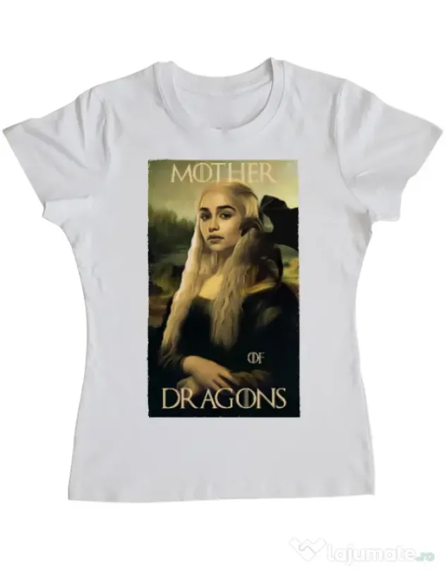 Tricou ADLER dama Mother of dragons 3 Alb