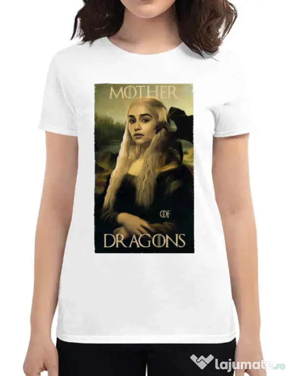 Tricou ADLER dama Mother of dragons 3 Alb