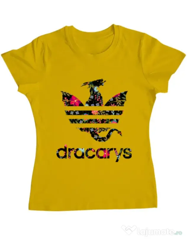 Tricou ADLER dama Flower dracarys Galben