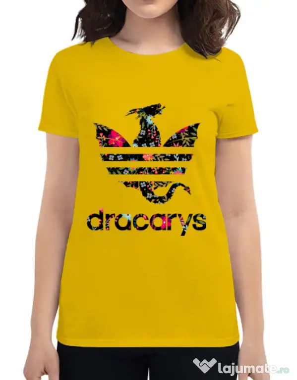 Tricou ADLER dama Flower dracarys Galben