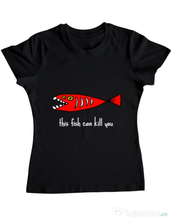 Tricou ADLER dama This fish can kill you Negru