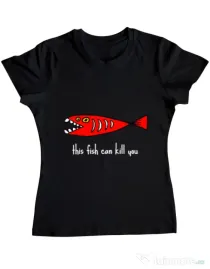 Tricou ADLER dama This fish can kill you Negru