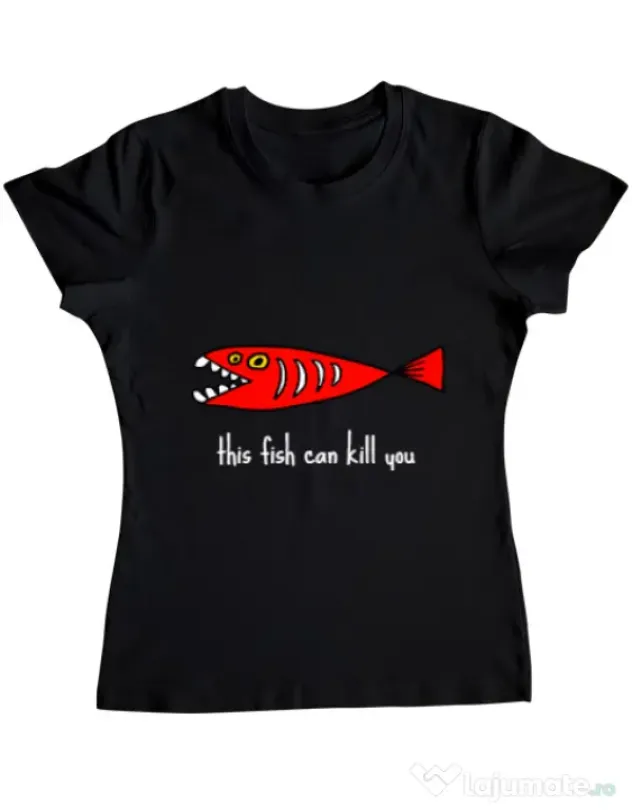 Tricou ADLER dama This fish can kill you Negru