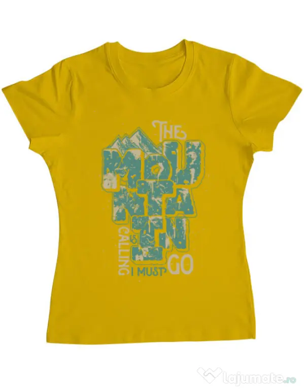 Tricou ADLER dama The mountain is calling, I must go! Galben