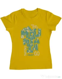 Tricou ADLER dama The mountain is calling, I must go! Galben