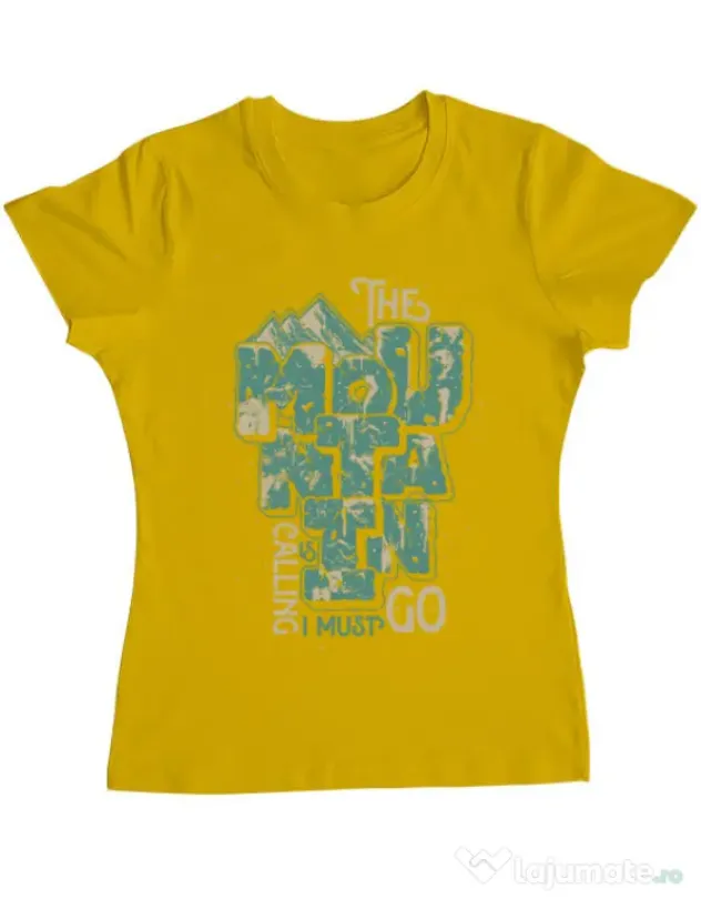 Tricou ADLER dama The mountain is calling, I must go! Galben