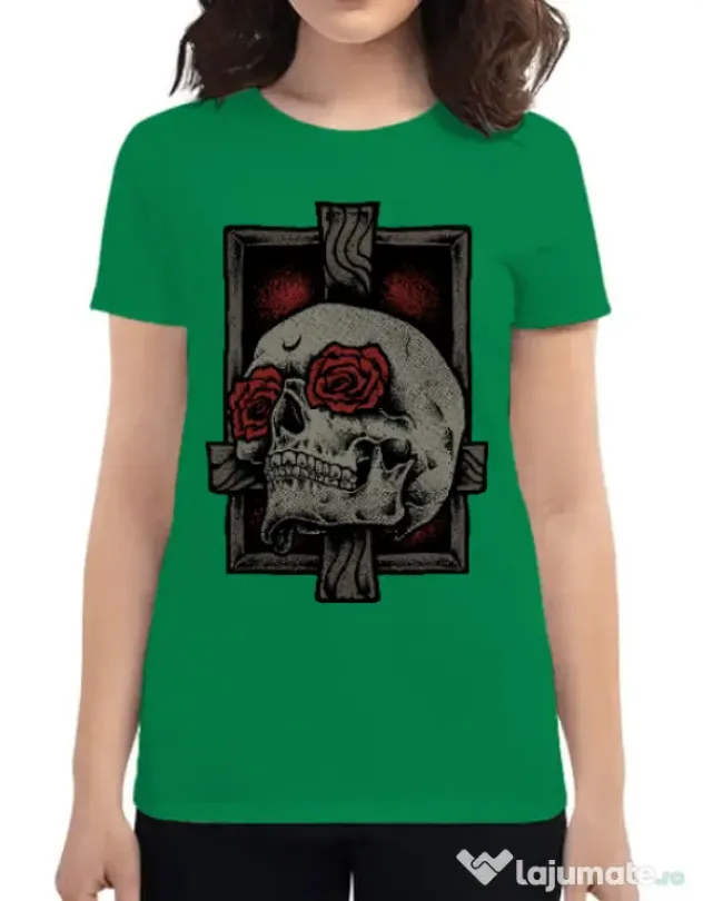 Tricou ADLER dama Skullcross Verde mediu