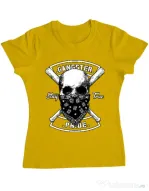Tricou ADLER dama Gangster skull Galben