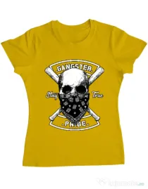 Tricou ADLER dama Gangster skull Galben